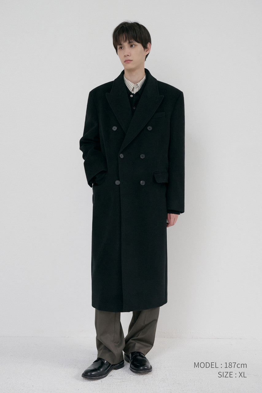 Dunst Unisex Tailored Double-Breasted Cashmere Coat Black