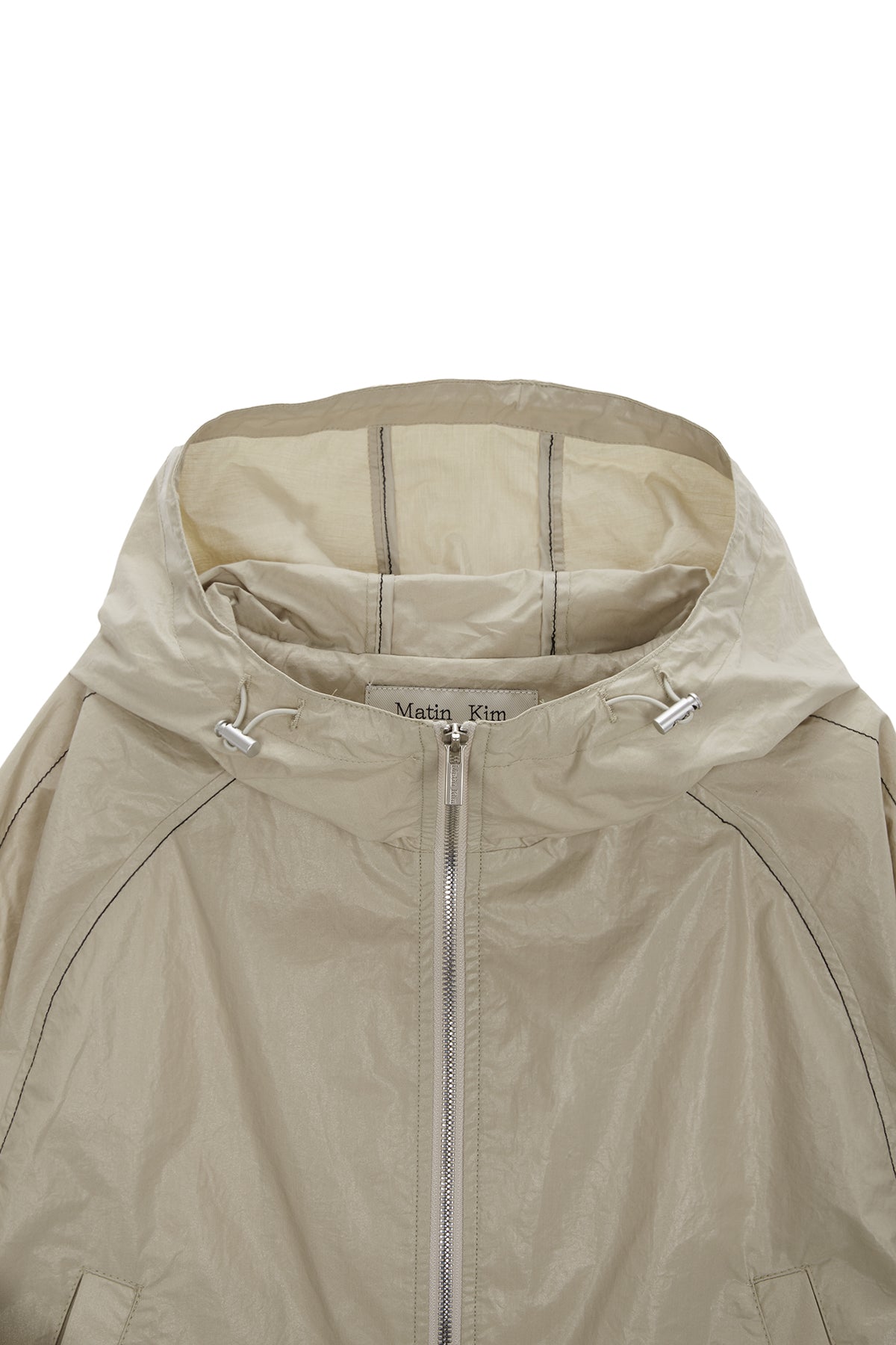 [matinkim] MATIN CROP HOODY COATING JUMPER IN BEIGE