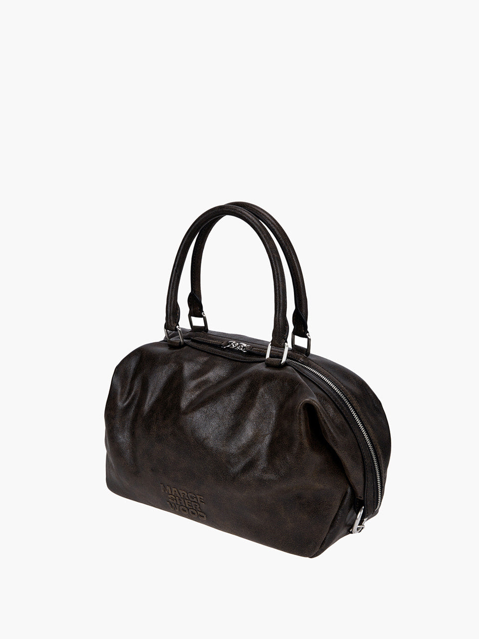 Margesherwood Dumpling Tote brown+black two-tone cracked