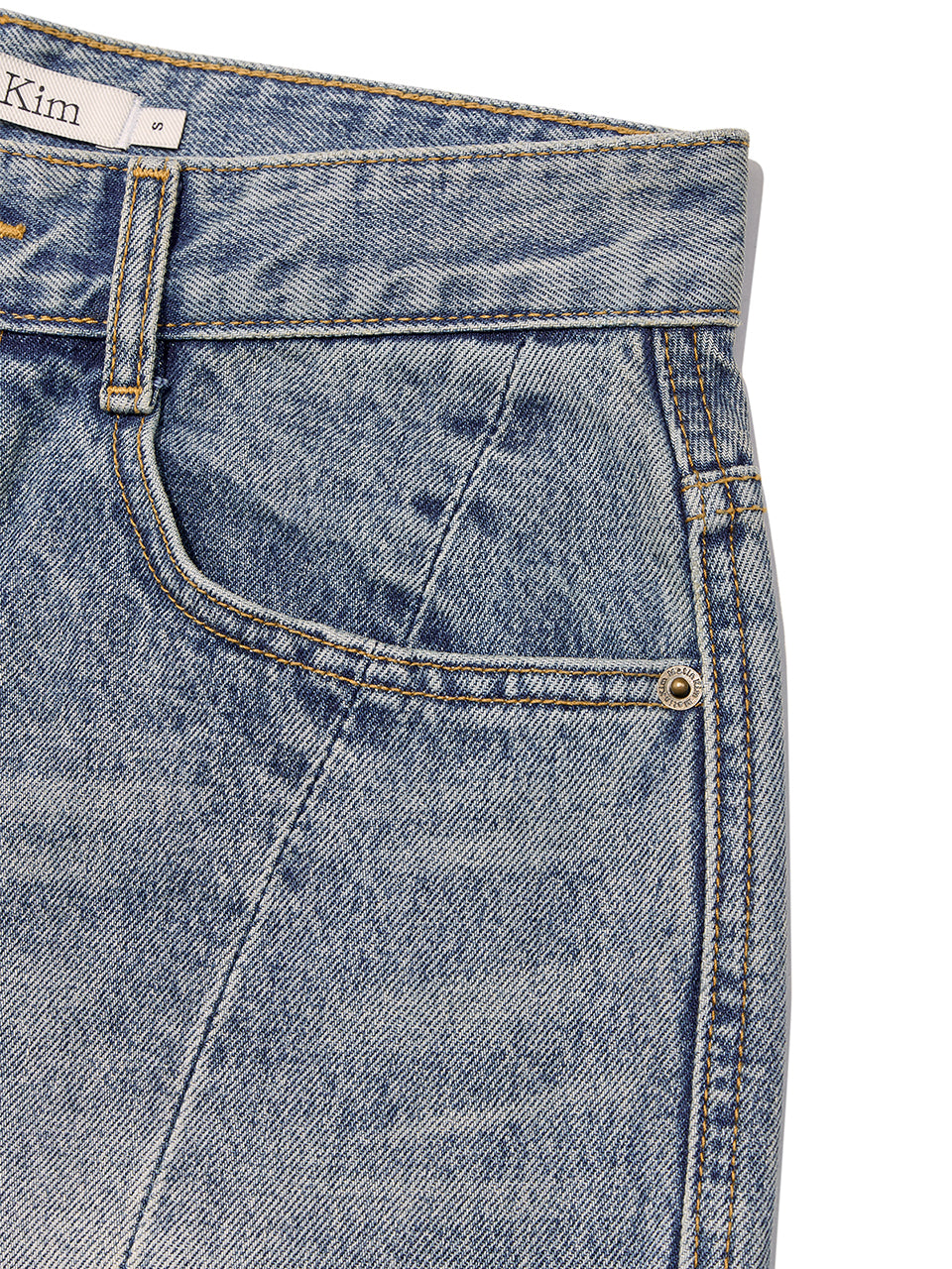 [matinkim] HEM POINT BERMUDA DENIM PANTS FOR WOMEN IN BLUE