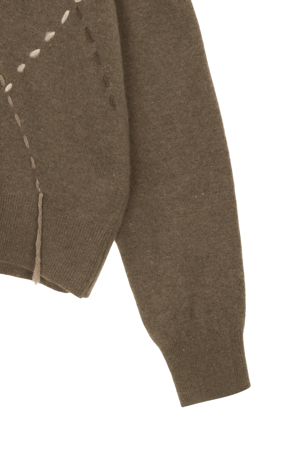 [matinkim] ARGYLE STITCH CARDIGAN IN KHAKI BROWN