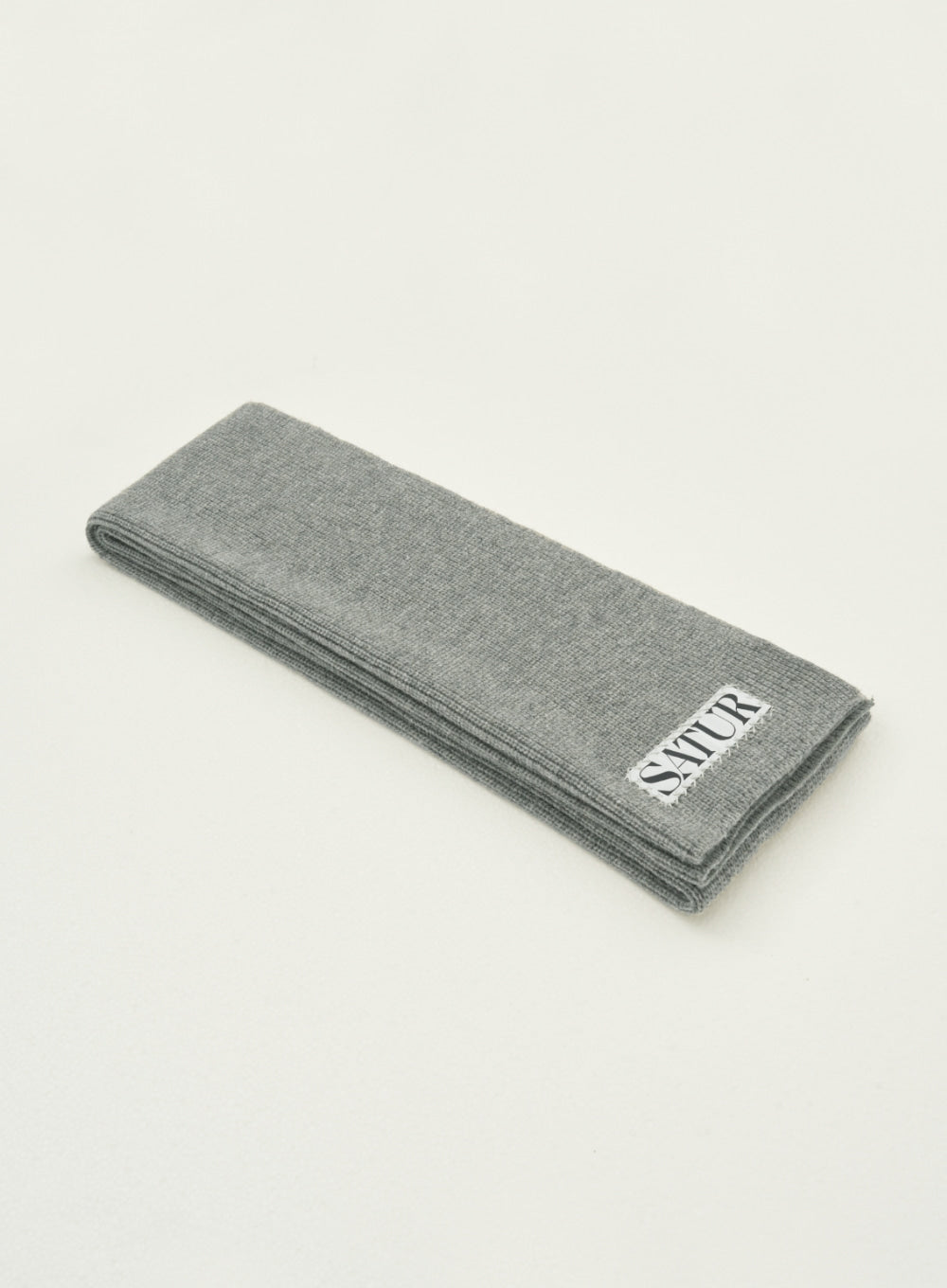 [satur] Wool Blend Knit Muffler - Melange Gray