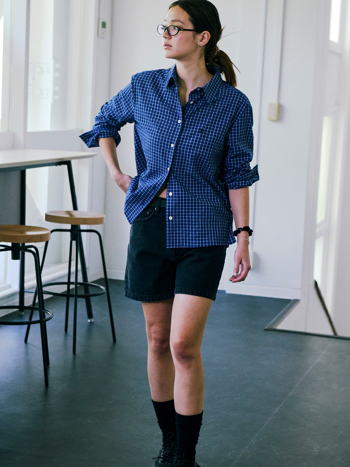 Low Classic Lc Checked Regular-Fit Shirt Blue