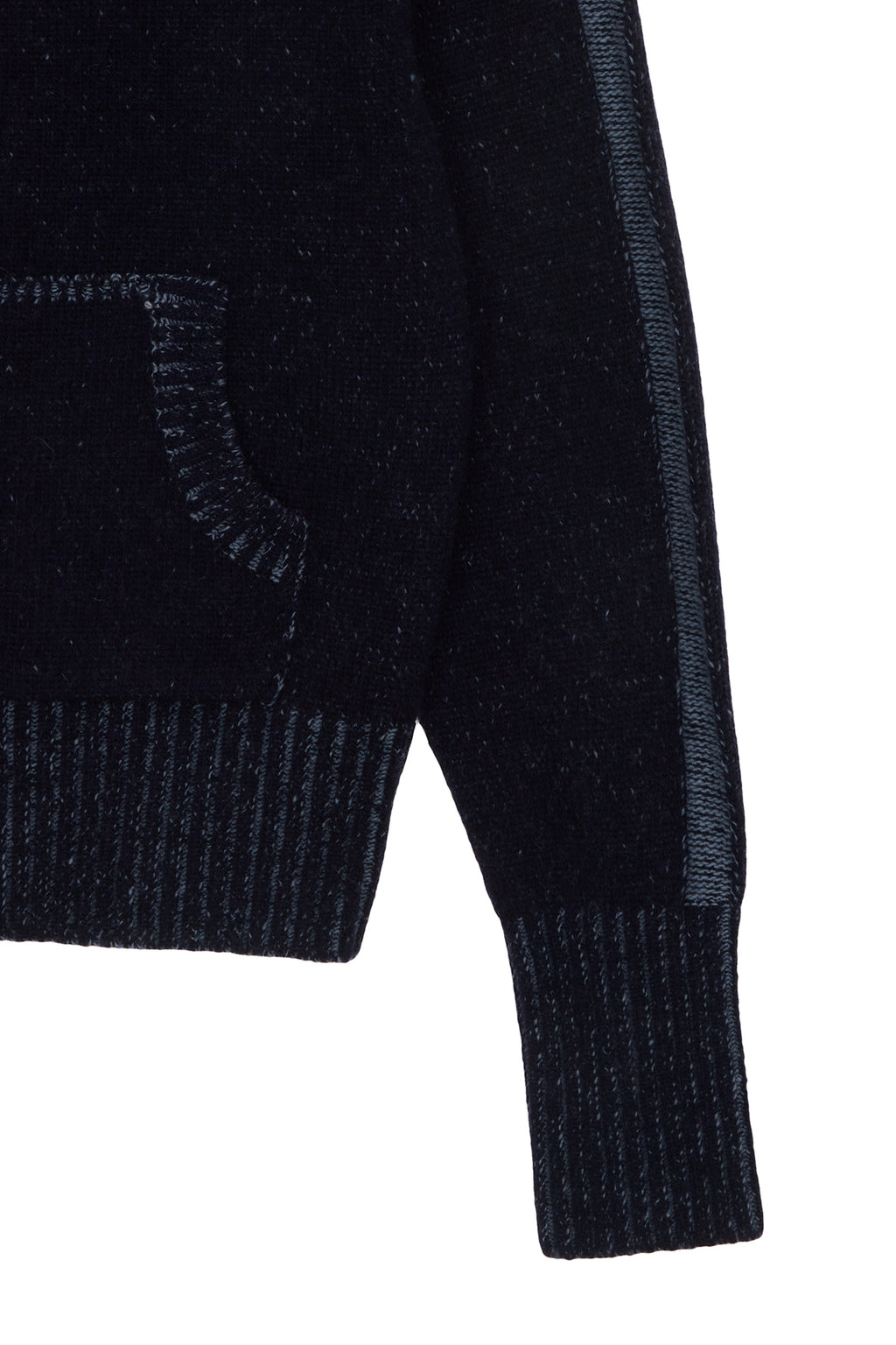 [matinkim] TWO TONE MIXED KNIT ZIP UP FOR WOMEN IN NAVY