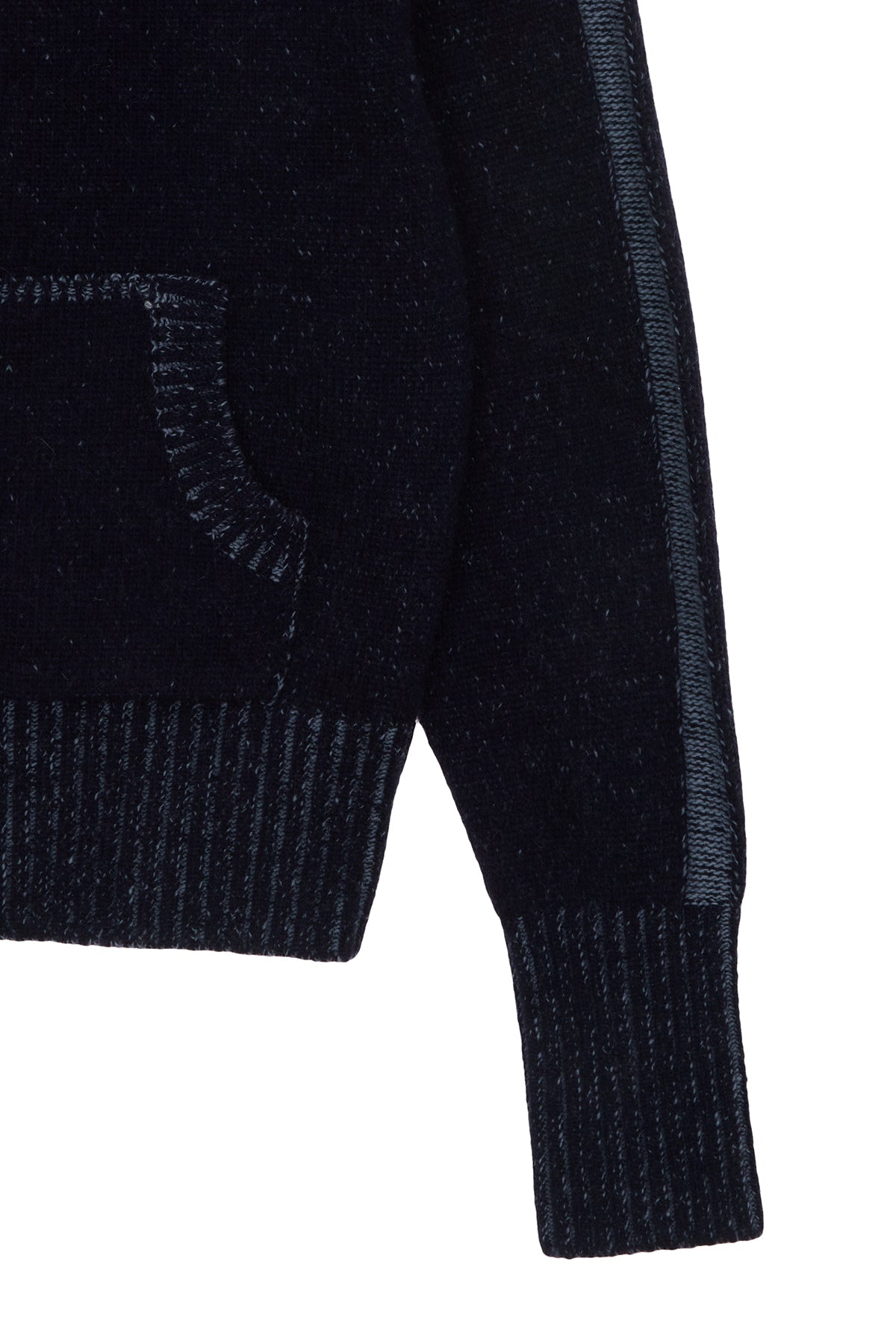 [matinkim] TWO TONE MIXED KNIT ZIP UP FOR WOMEN IN NAVY