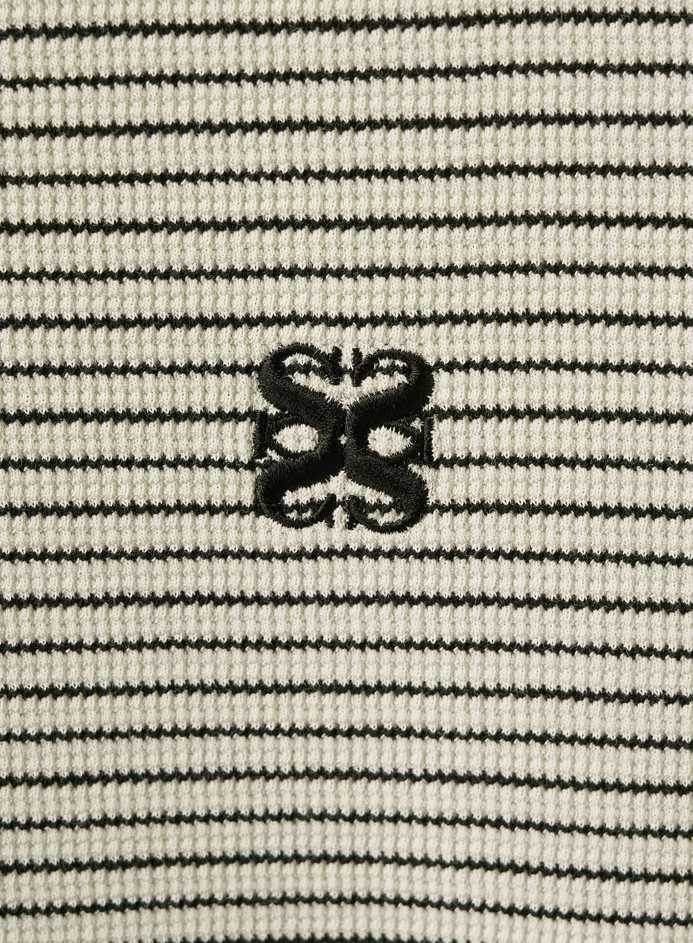 [satur] Stripe Collar T-Shirt - Ivory