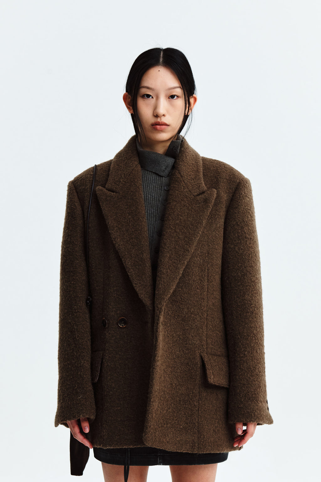 Matinkim Two Button Pocket Wool Jacket IN Khaki Brown