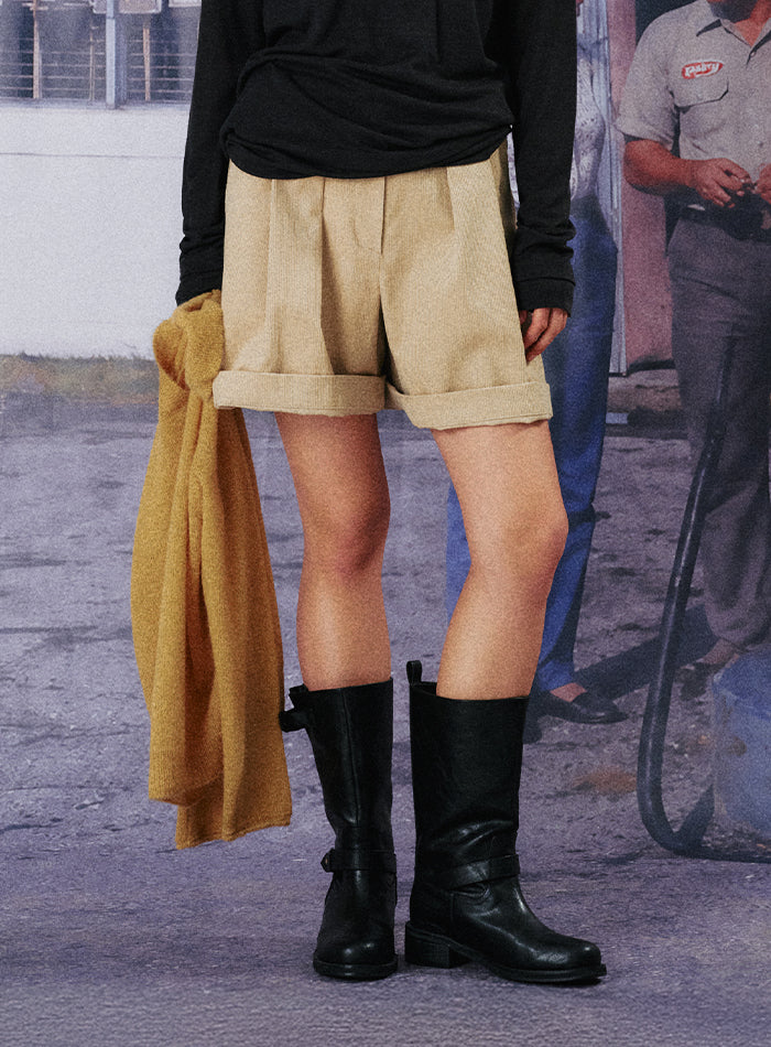 Mango Maniplease Maro Corduroy Shorts Beige