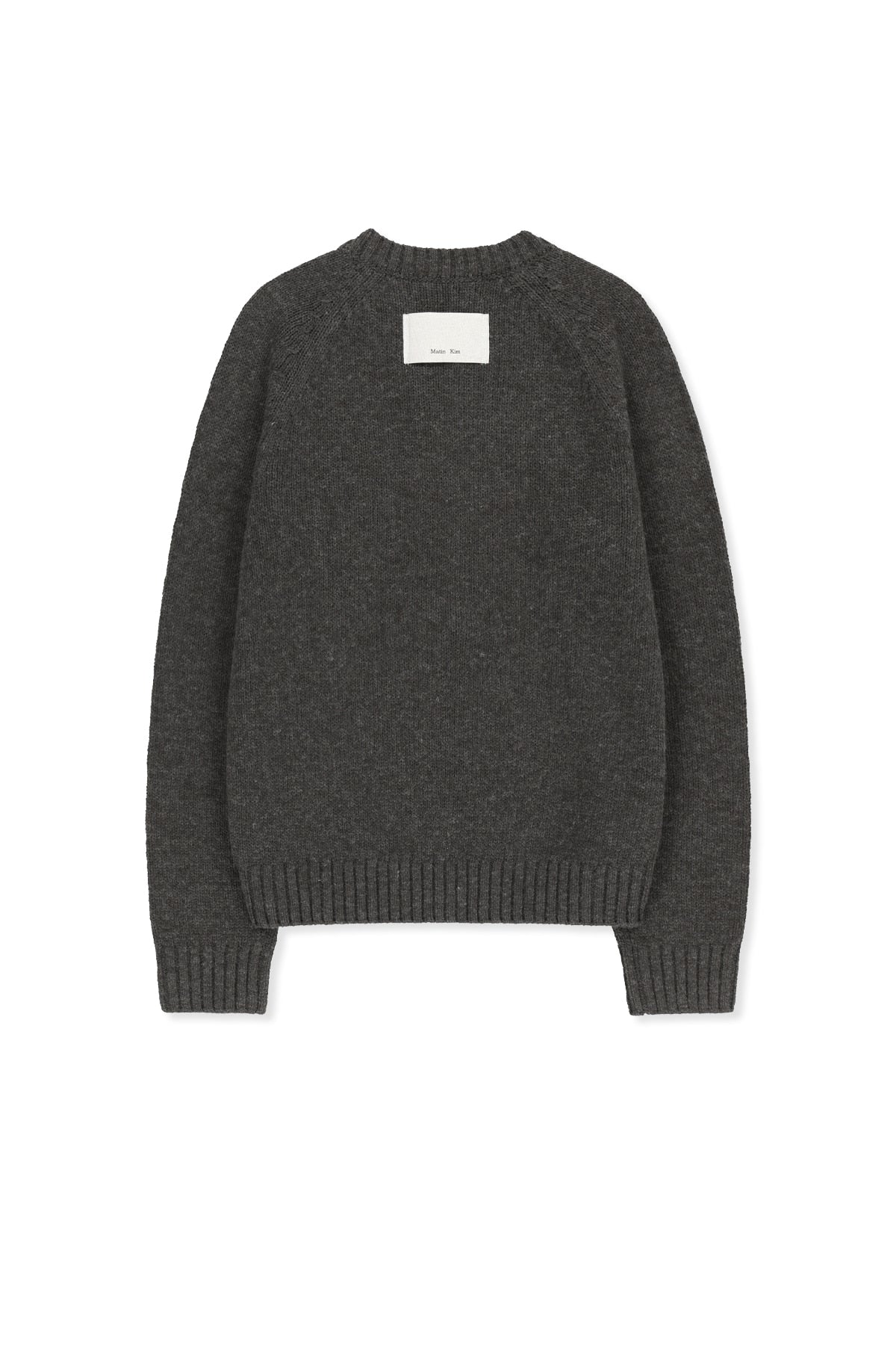 Matinkim Matin Button Point Henley Neck Logo Knit Top IN Charcoal
