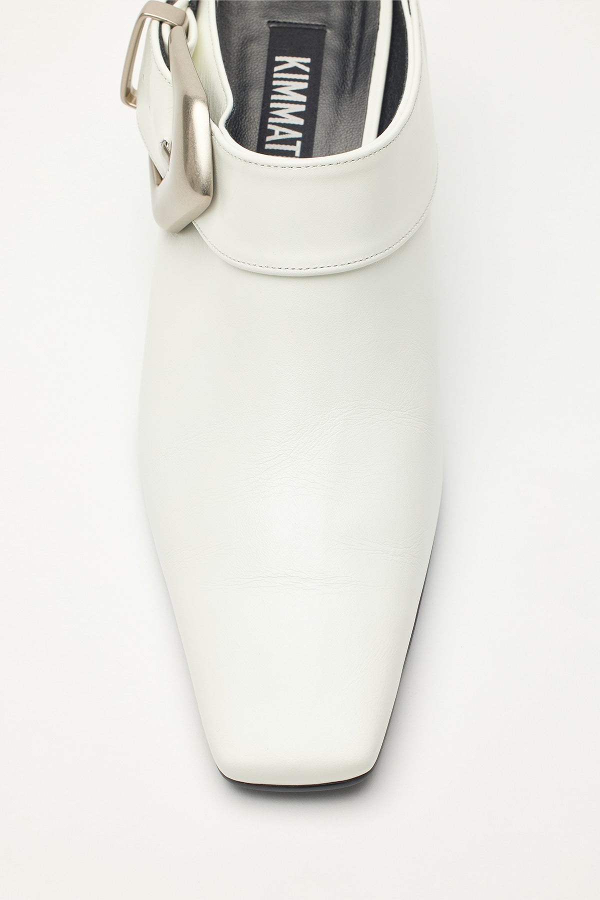 Matinkim Bold Buckle Leather Mule IN White