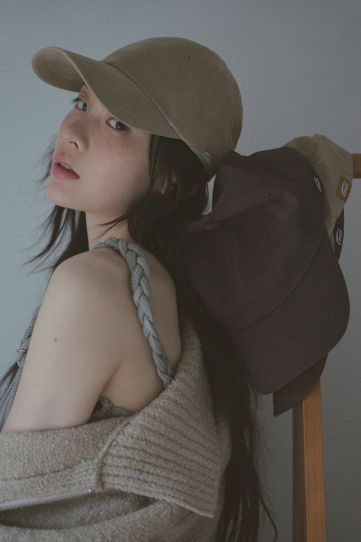 EMIS Tag Brushed Ball Cap-Beige