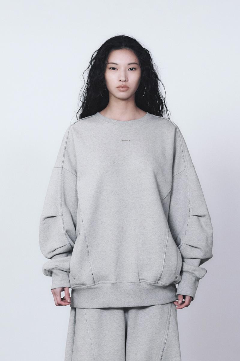 Treemingbird Tmb Logo Piping Sweat Shirt Melange Gray