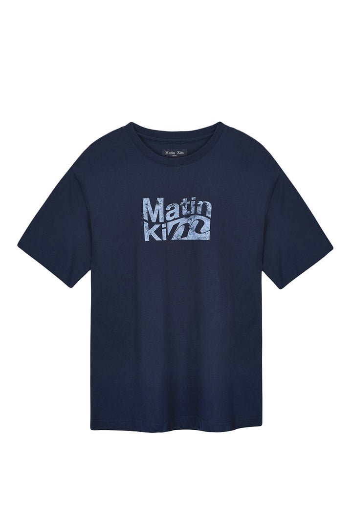 Matinkim Wavy Logo Graphic Top For Men IN Navy