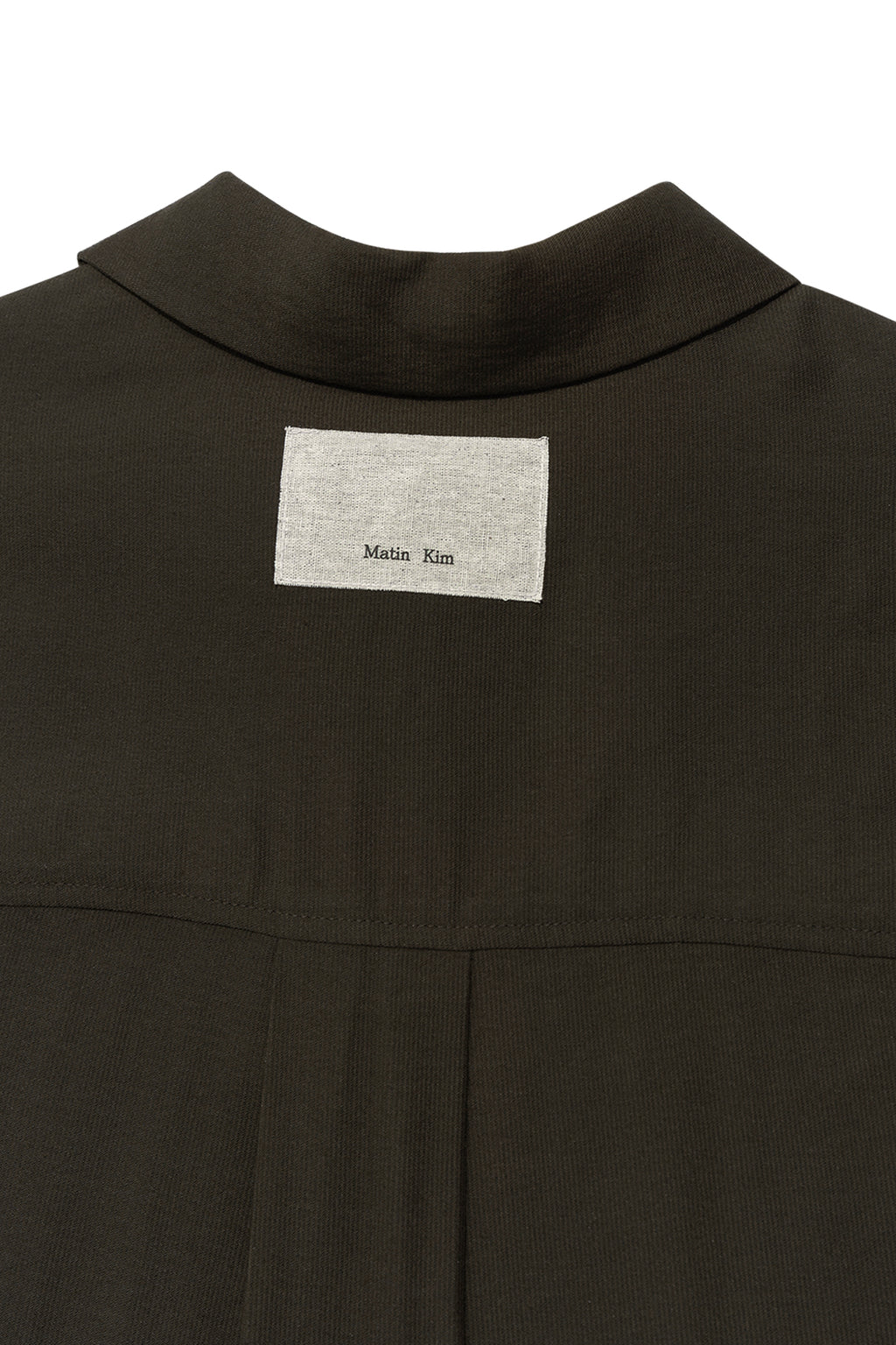 [matinkim] UNBALANCE COLLAR HALF SHIRT IN KHAKI BROWN