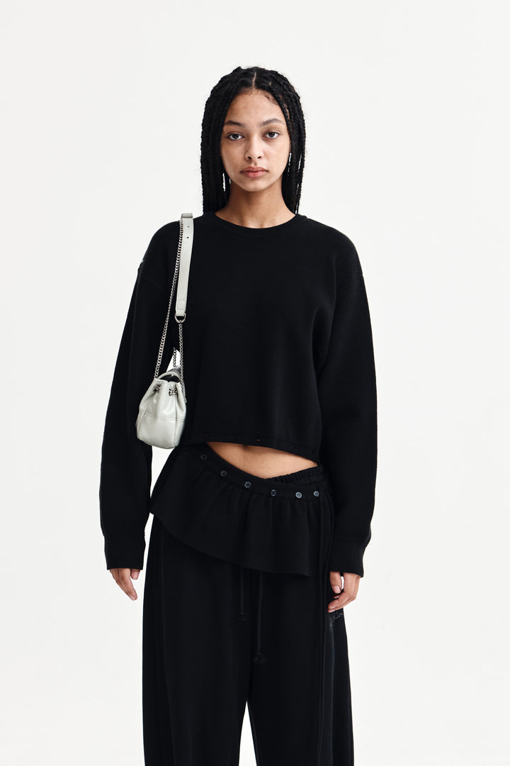 Matinkim Detachable Skirt Knit Pullover IN Black