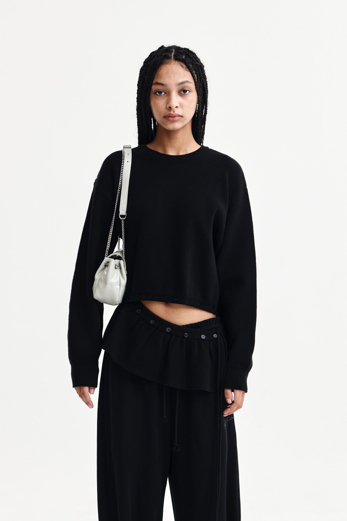 Matinkim Matin Kim Detachable Skirt Knit Pullover IN Black