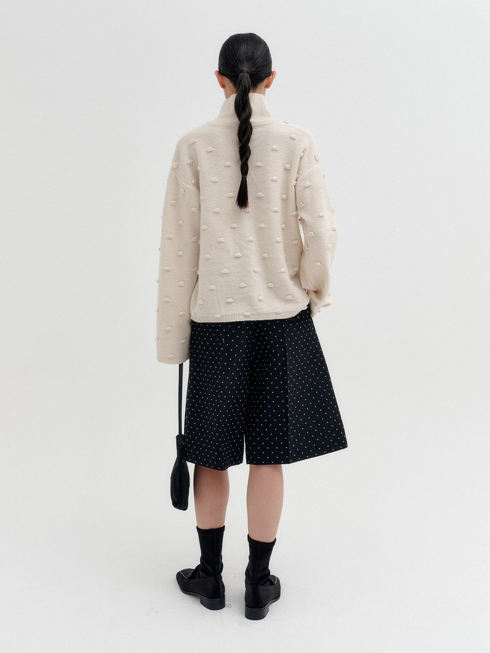 EENK Bubble Knitwear High Neck Top - Ivory