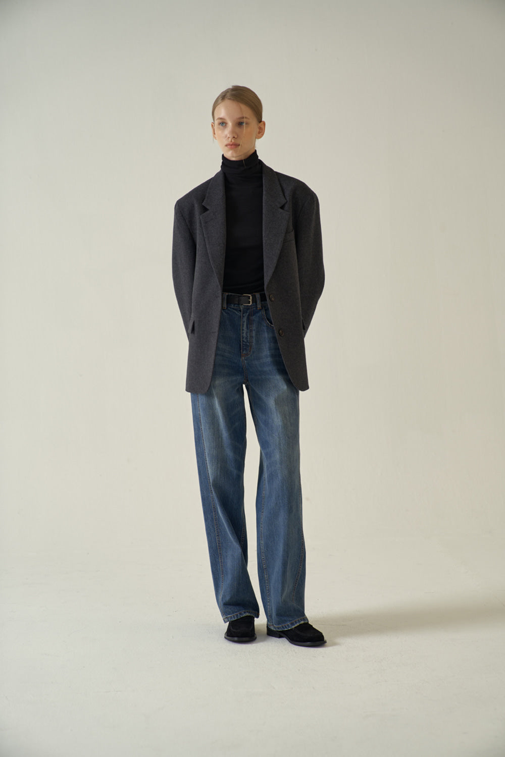 Facade Pattern Classic Wool Jacket charcoal