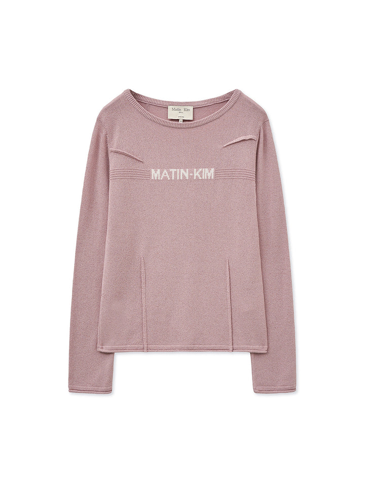 Matinkim Glitter Slim Logo Knit Top IN Pink
