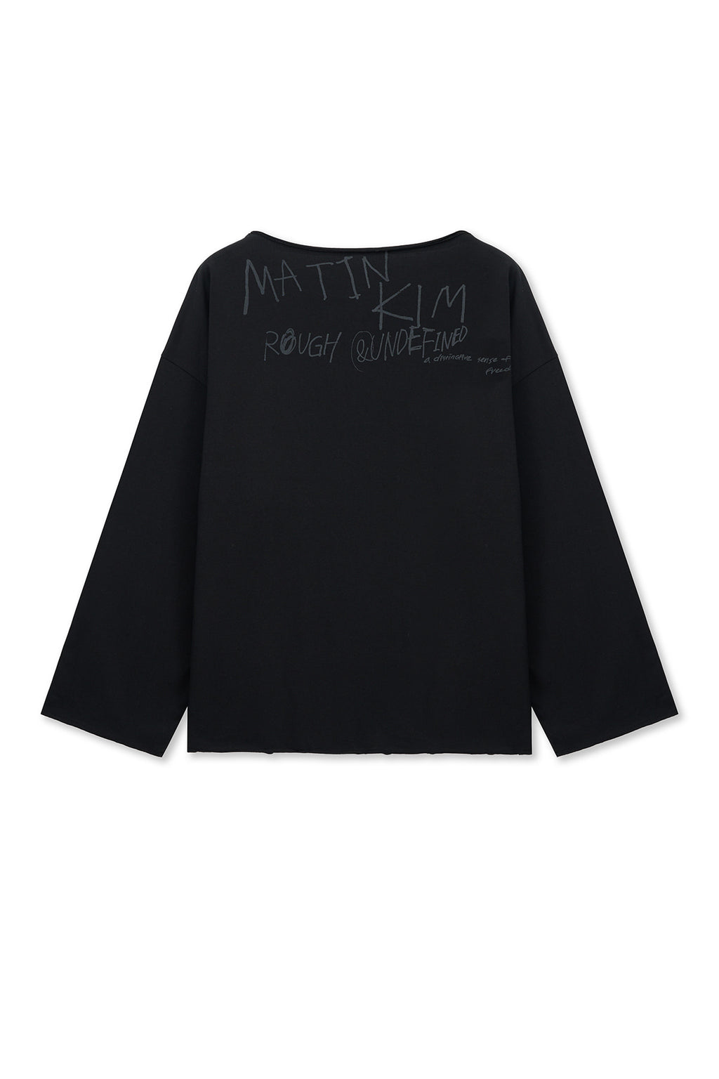 Matinkim Raw Hem Finished Boat Neck Top IN Black