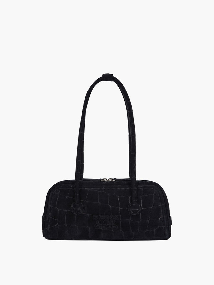Margesherwood Soft Boston EW black croc-effect suede