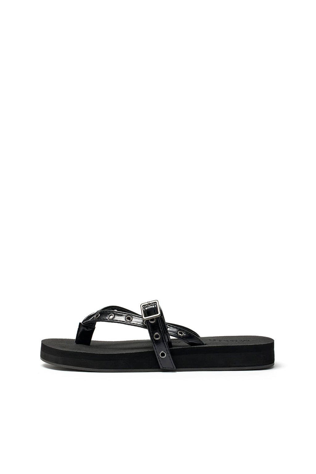 Matinkim Buckle Eyelet Slippers IN Black