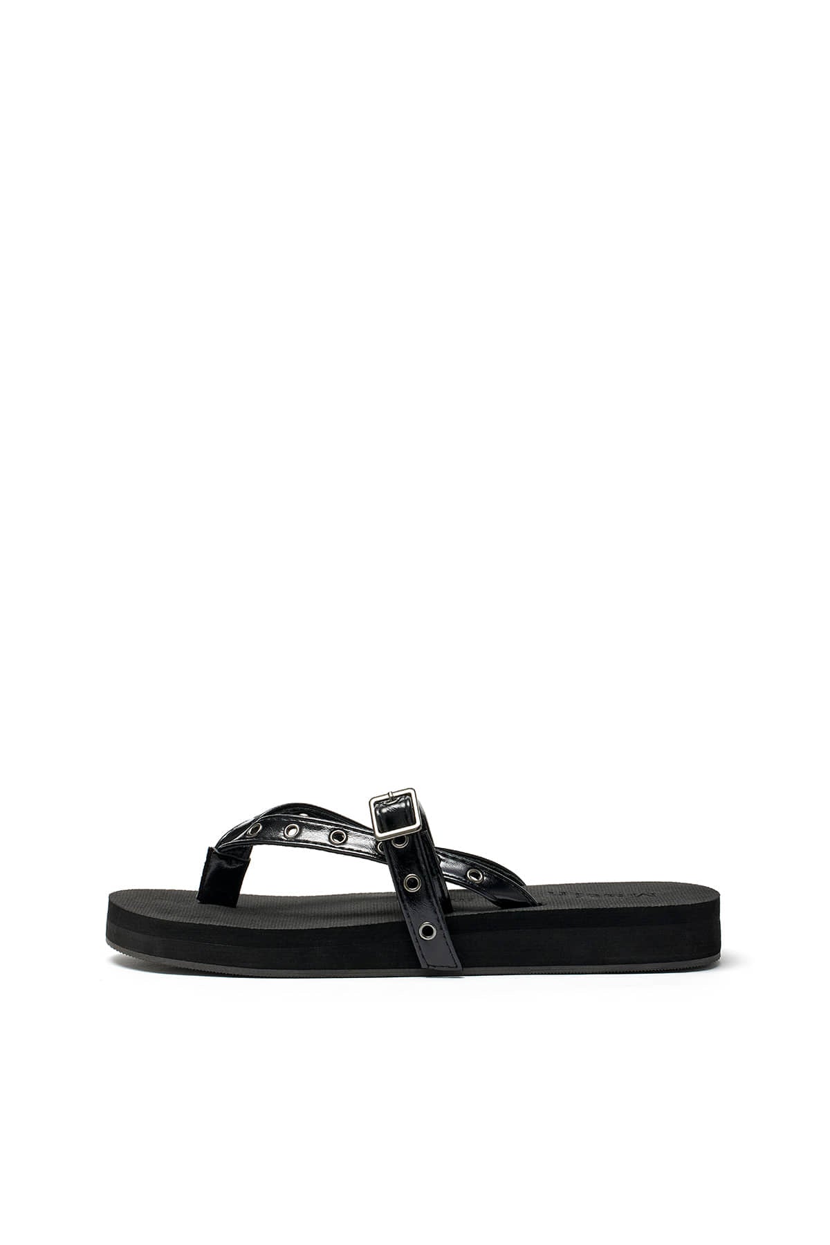 Matinkim Buckle Eyelet Slippers IN Black