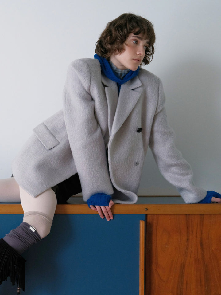 Raive Hairy One-Button Pointed Jacket
