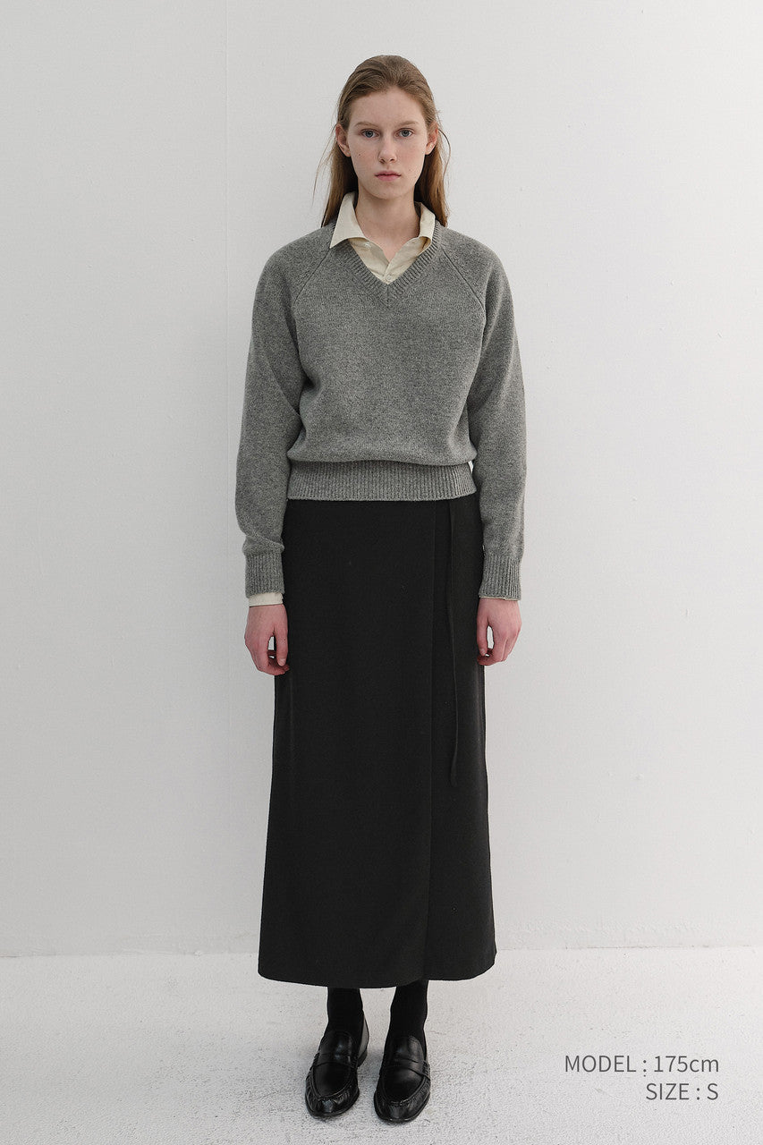 Dunst Unisex Soft Volume V-Neck Sweater Melange Grey