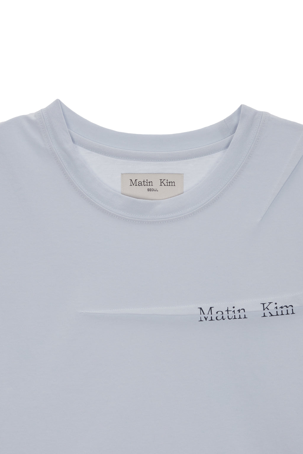 [matinkim] SLIT PINTUCK POINT CROP TOP IN BLUE