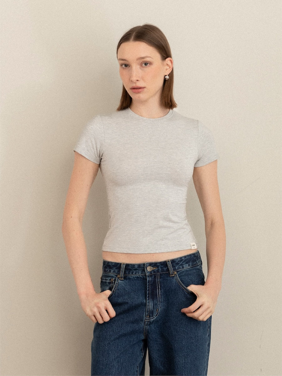 GLOWNY G Soft Fitted Tee (Melange Gray)