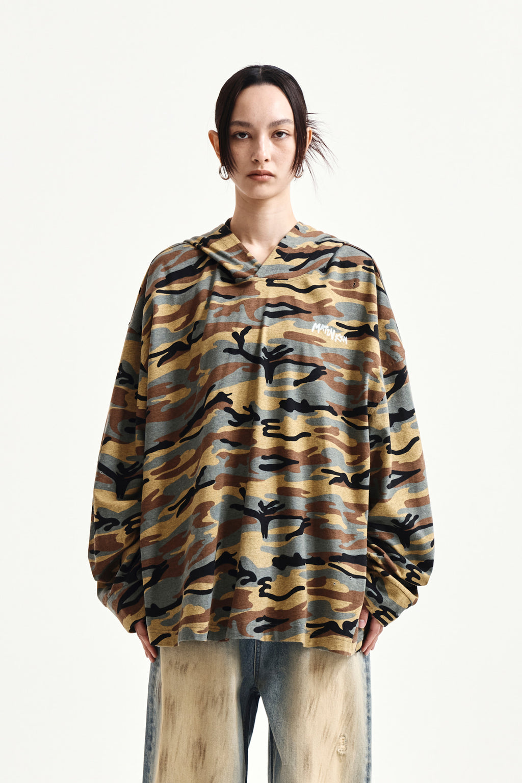 Matinkim Typo Artwork Camouflage Hoody IN Camel