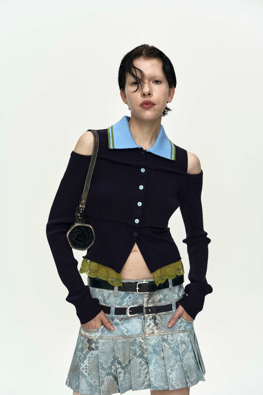 Andersson Bell Python Fade Denim Printed Skirt
