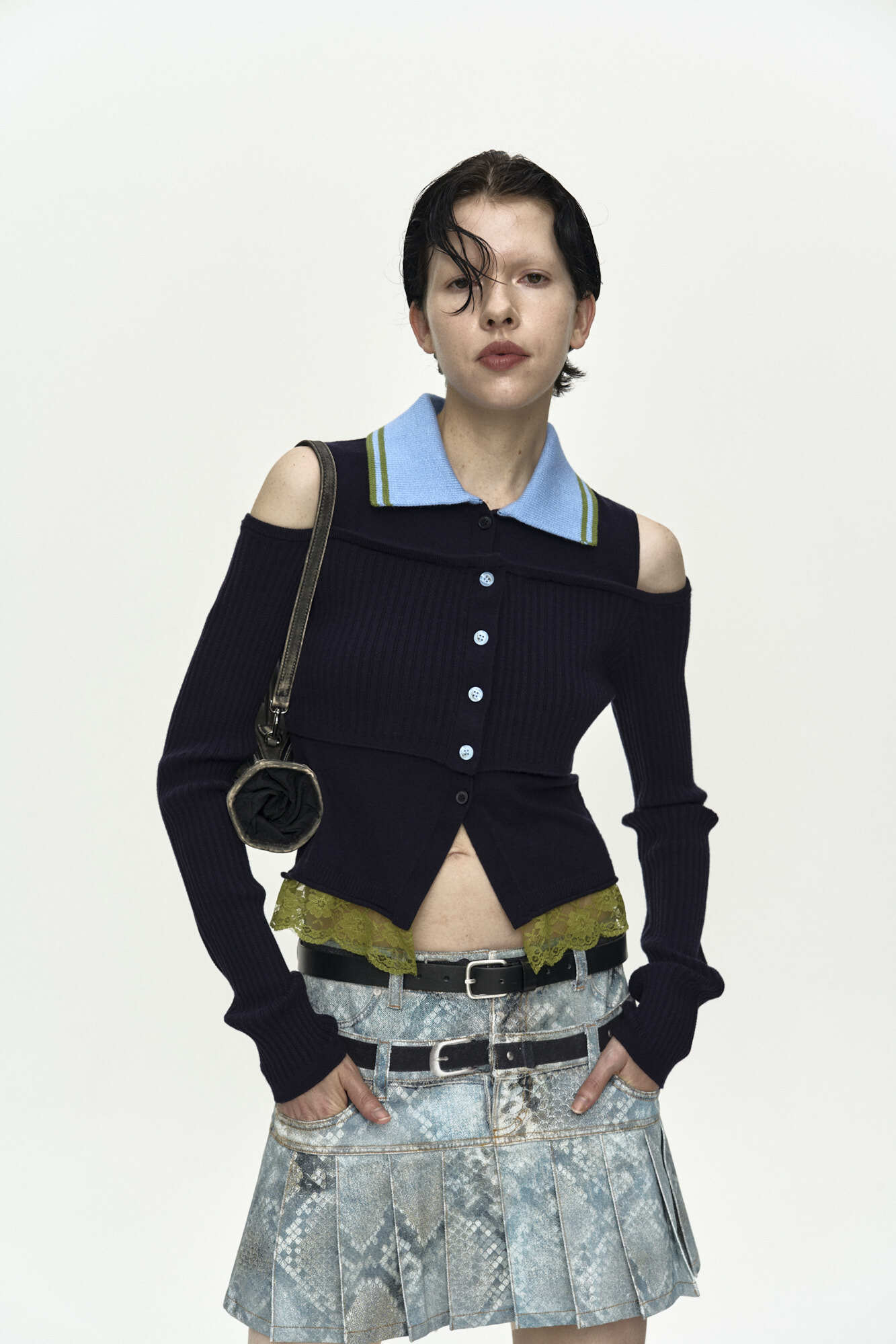 Andersson Bell Python Fade Denim Printed Skirt
