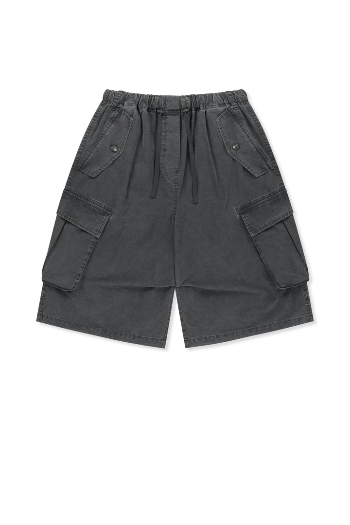 Matinkim Washed Cotton Patch Pocket Bermuda Pants IN Charcoal