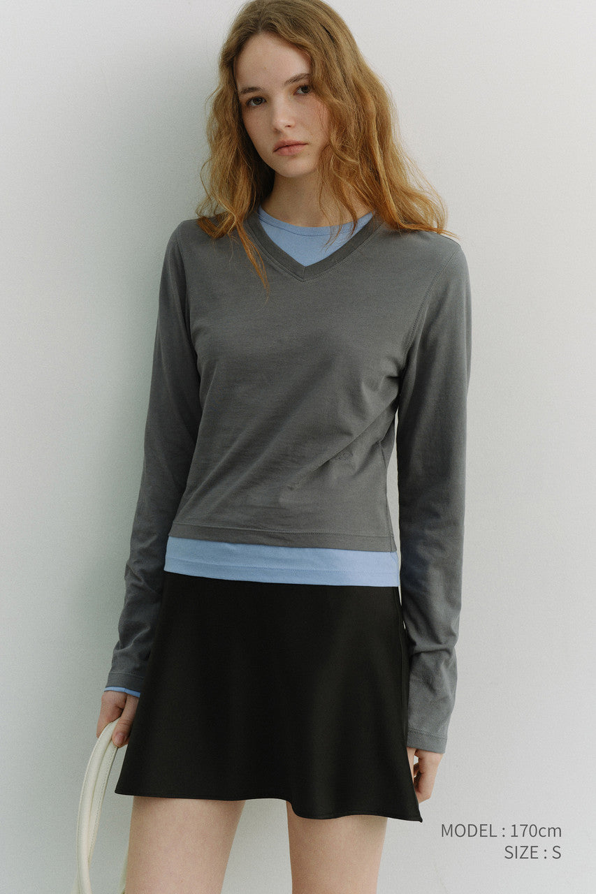 Dunst Essential Petit V-Neck T-Shirt Charcoal Grey