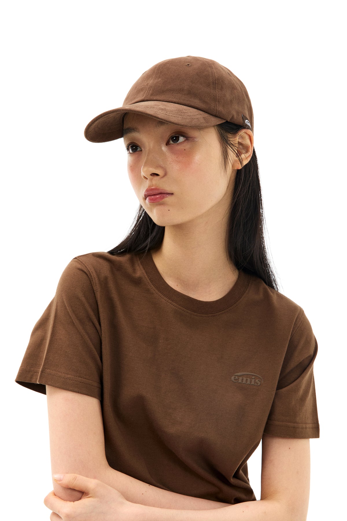 Emis Mono Logo Print T-Shirt-Brown