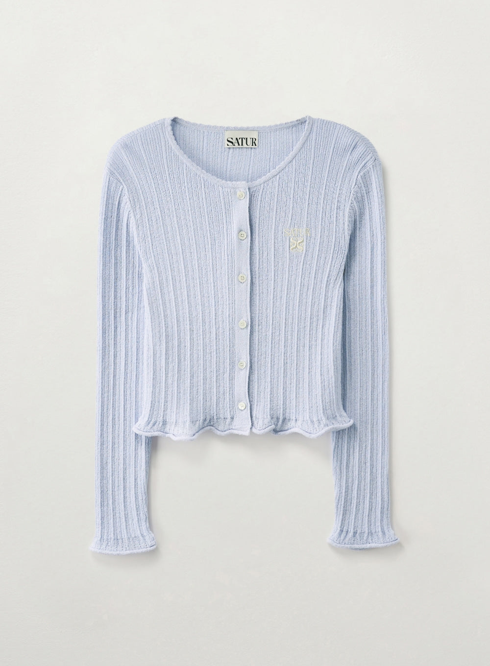 Satur (W) Sheer Long Sleeve Crop Cardigan - Sky Blue
