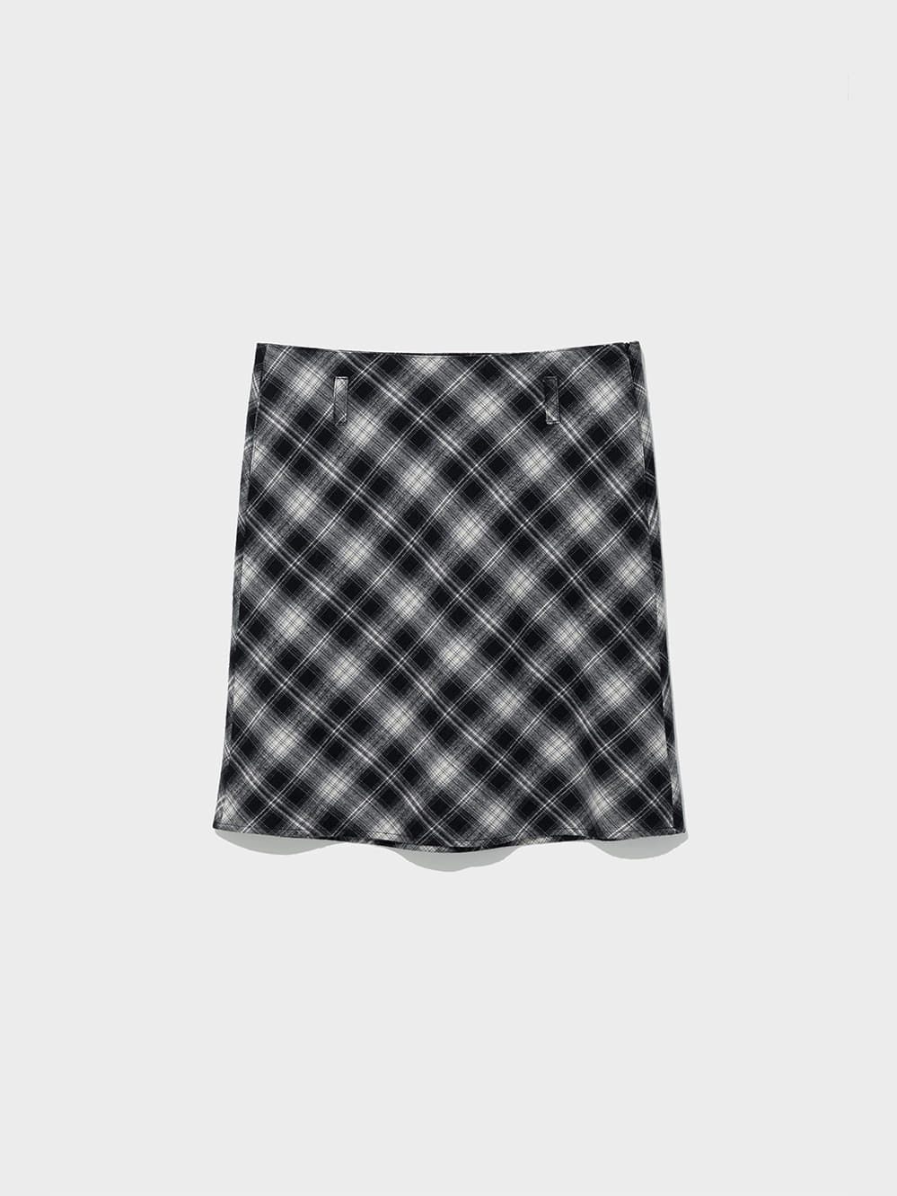Low Classic Flannel Checked Midi Skirt Black