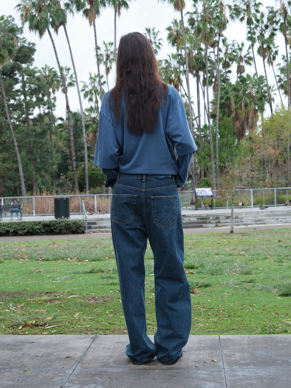 [Low Classic] Oversized Lc Layered Tee_Dusty Blue