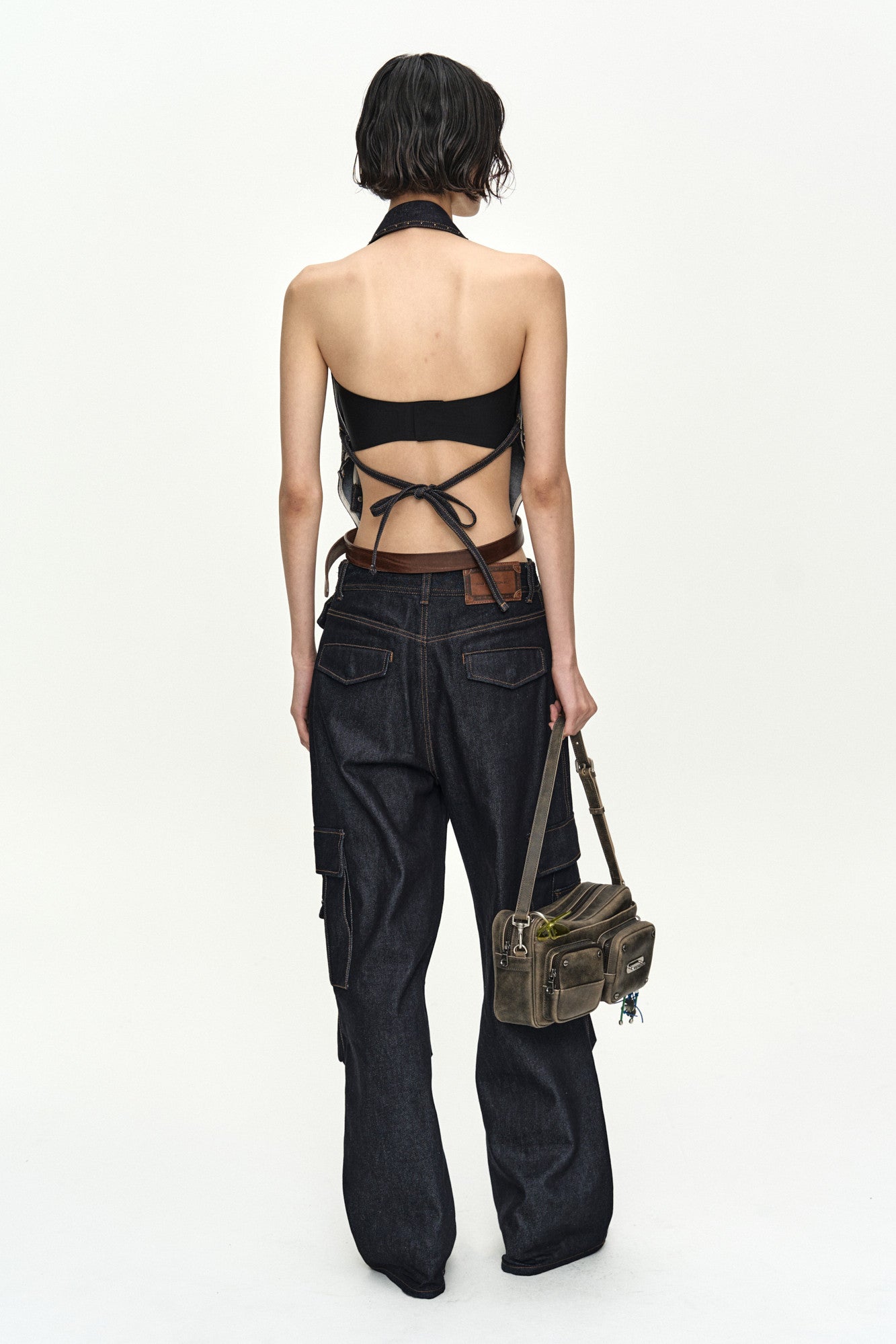 Andersson Bell Upside-Down Indigo Denim Halter Top