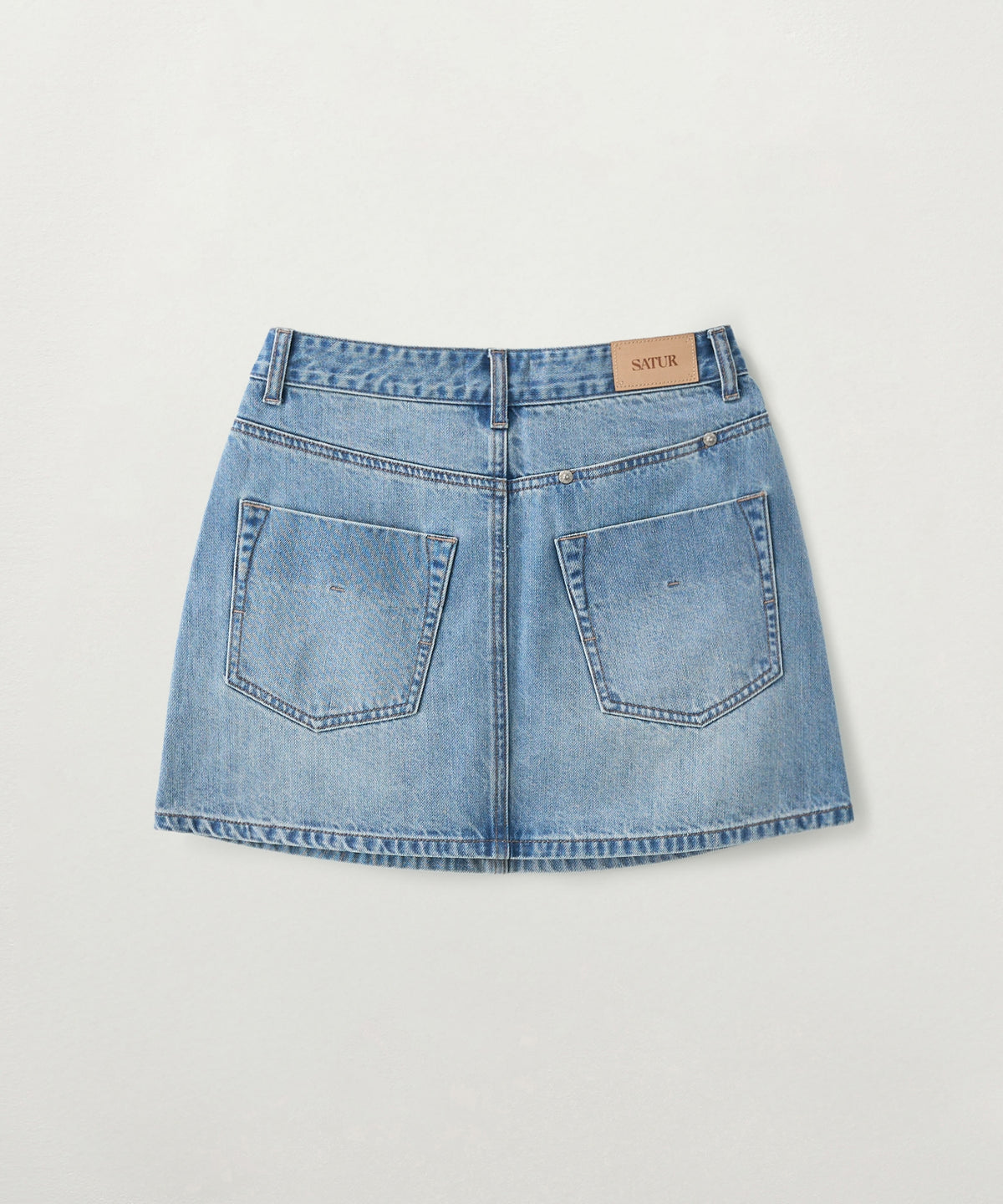 Satur (W) Contrast Denim Mini Skirt - Light Blue
