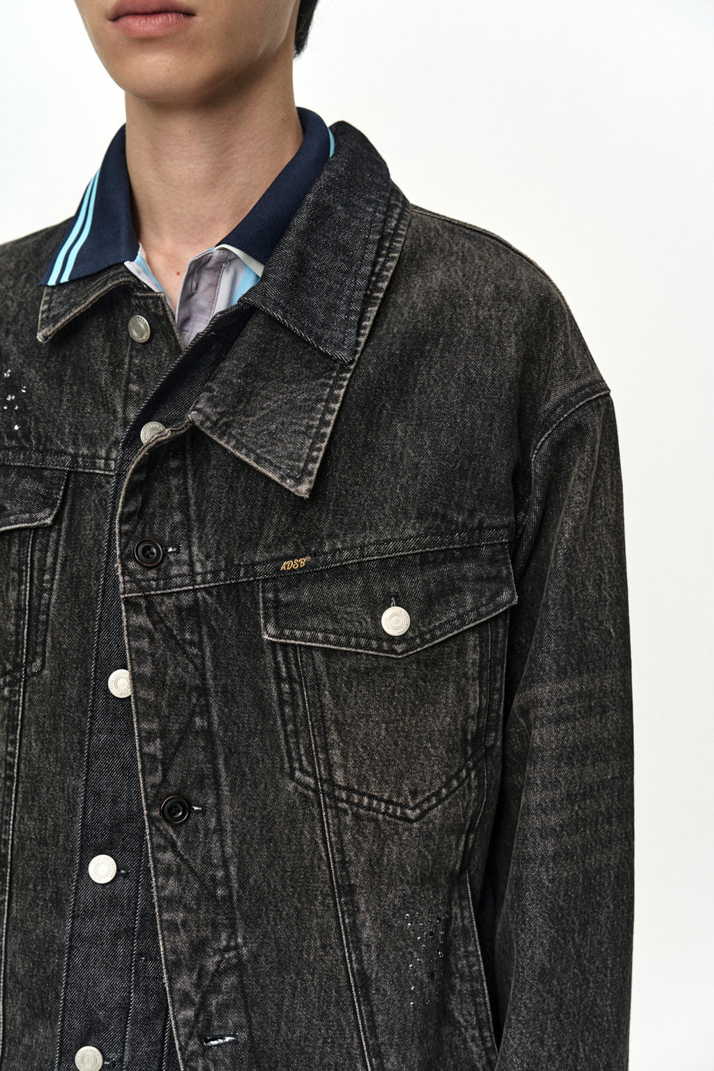 Andersson Bell Unisex Asymmetric Layered Beads Denim Jacket