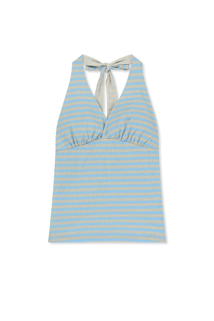 Matinkim Striped Halter Neck Top IN Light Blue