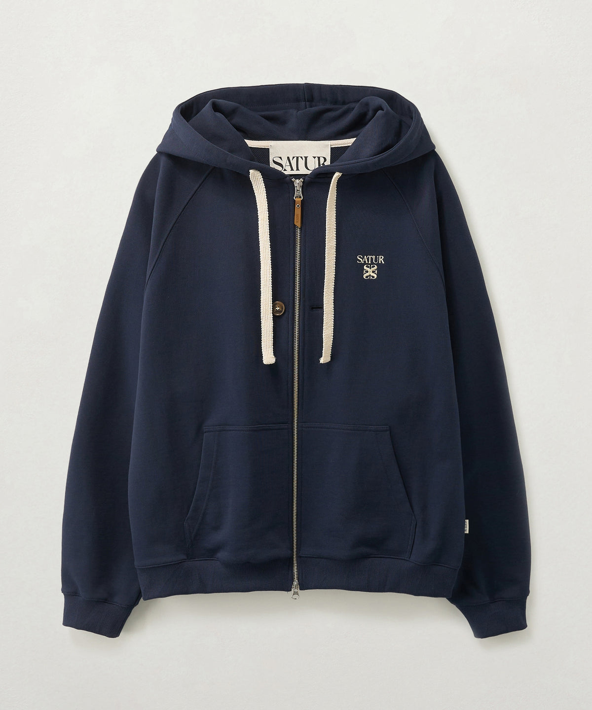 Satur Loren Small Logo Hood Zip-up - Navy