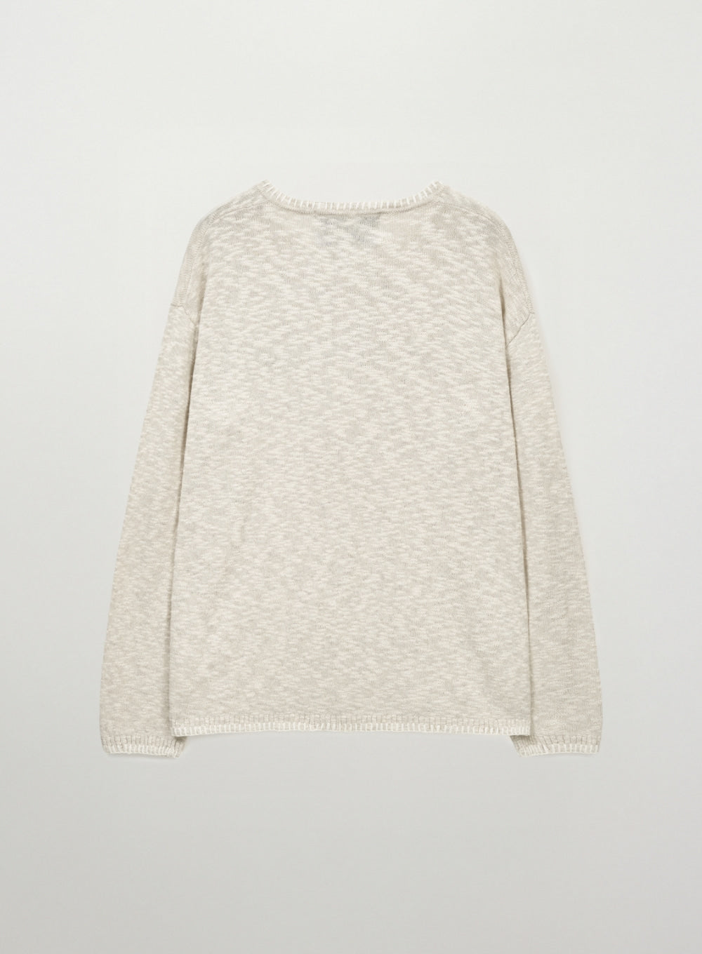 [satur] Henley Neck Two Tone Knit - Beige