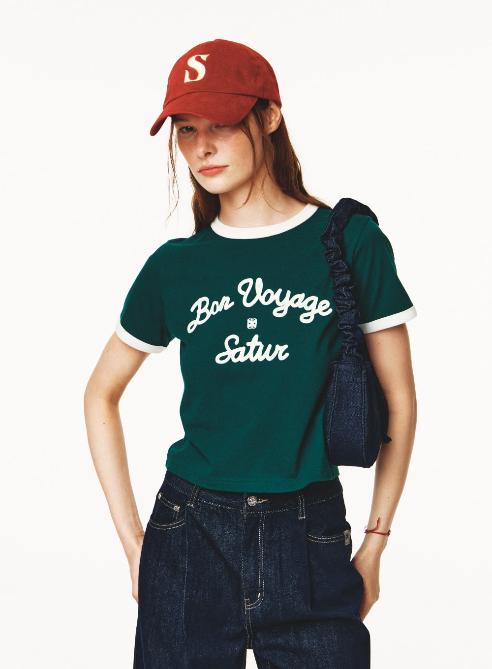 [satur] Scrunchie Small Denim Shoulder Bag - Indigo