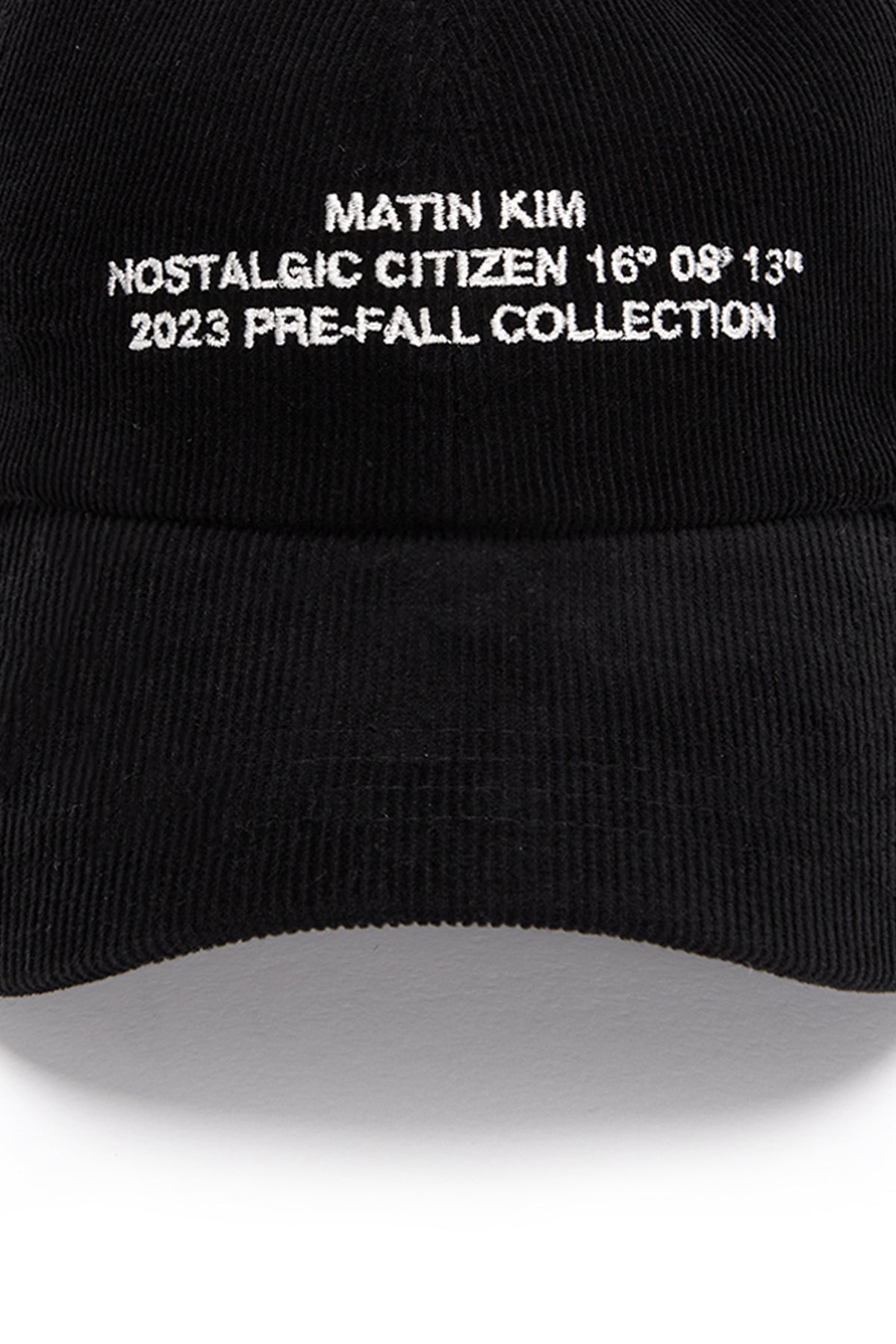 [matinkim] CORDUROY LETTERING BALL CAP IN BLACK
