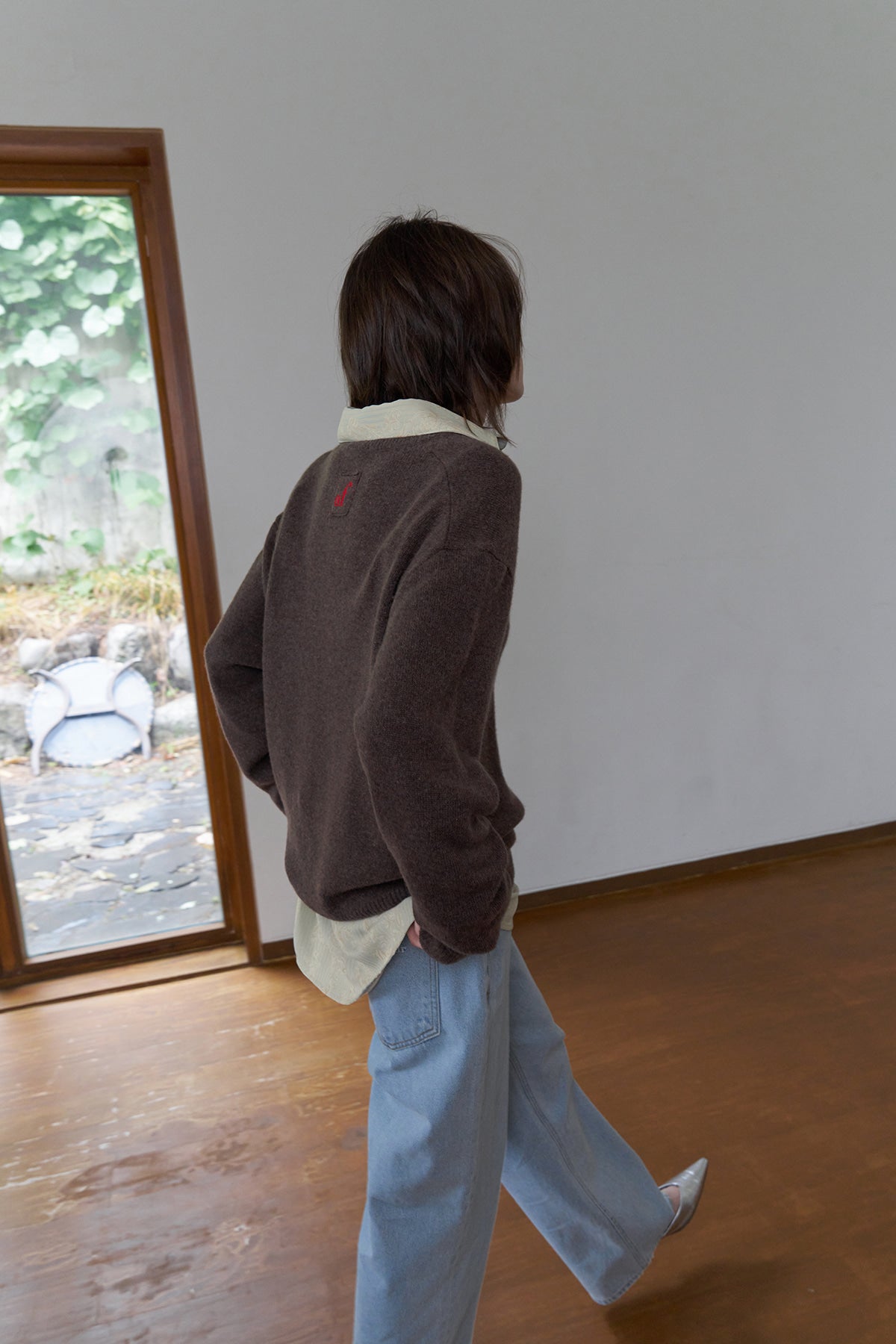 Overdueflair Relaxed Fit V-Neck Knit Brown