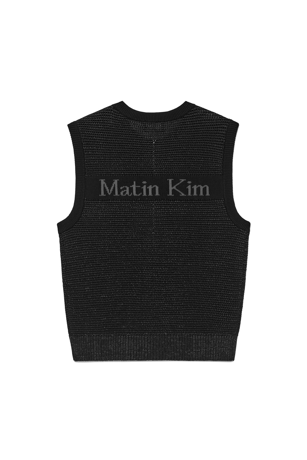 [matinkim] TWO TONE MESH KNIT VEST FOR MEN IN BLACK